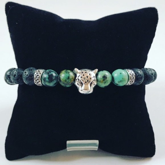 Men or women green turquoise lava rock panther - Picture 5 of 7